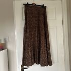 New Look Lepoard Print Pleated Skirt Size 10