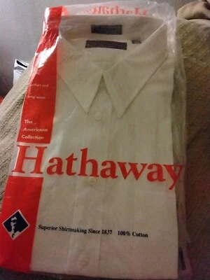 HATHAWAY MEN'S DRESS SHIRT WHITE 100% COTTON SHORT SLEEVE SIZE 17 NWT - Image 1 of 4