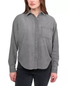 Seven7 Women's Smoke Solid Gray Denim Button Up, Size XX-Large, Free Shipping - Picture 1 of 7