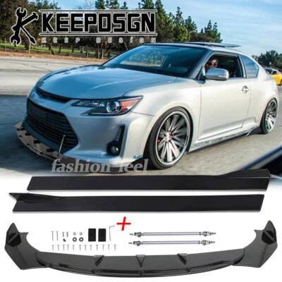 适用于丰田 Scion tC 前保险杠唇分离器锅炉侧裙车身套件 JDM — 第 1/4 张图片