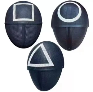 Paquete de 3 máscaras de juego de calamares disfraz fiesta conjunto accesorios | círculo triángulo cuadrado - Imagen 1 de 6