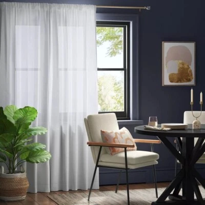 Threshold Farrah Light Filtering White Rod Pocket 2 Curtain Panel Set 54" x 63" - Image 1 of 4