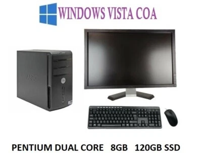 DELL VOSTRO 200 Intel Pentium Dual Core E2160 1.8GHz 8GB RAM 120GB SSD Vista PC - Image 1 of 3