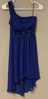 Vestido corto B. DARLIN de un hombro alto bajo azul medianoche para mujer talla 5/6 Foto 1 de 4
