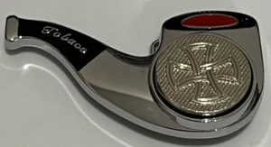 Tabaco Pipe Belt Buckle with Maltese Cross Spinning Center Enamel Novelty Unisex - Picture 1 of 5
