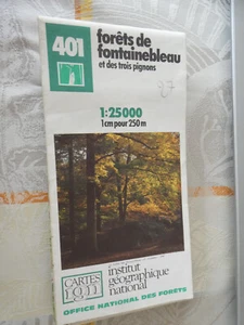 CARTE IGN grise 401  foret fontainebleau 3 pignons   1985  edition 8    1/25 000 - Picture 1 of 1