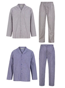 Walker Reid Mens Striped Pyjamas Cotton Button Up Traditional Long Sleeve PJs - Picture 1 of 36