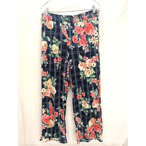 Everly Women Floral Roses Elastic Waist Wide Leg Lounge Pants Size 1XL - Picture 1 of 14