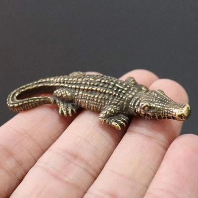 Mini Brass Copper Metal Crocodile Alligator Figurine – Desk Buddy Ornament Colle - Image 1 of 4