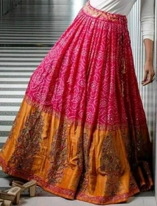 INDIAN DESIGNER SATIN SILK Lehenga Wedding Skirt Only / Size L NEW without Tags - Picture 1 of 10