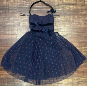 Betsey Johnson Women’s Size 6 Polka Dot Bow Tie Suede Dress Vintage 2000s Y2K - Picture 1 of 6