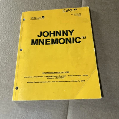 original Factory Johnny Pneumonic MNEMONIC Williams pinball MACHINE Owners manua - Image 1 of 3
