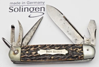Antique SPECIALTY TRADE GERMANY Scout Utility Knife - Jigged Bone Handles - Image 1 of 4