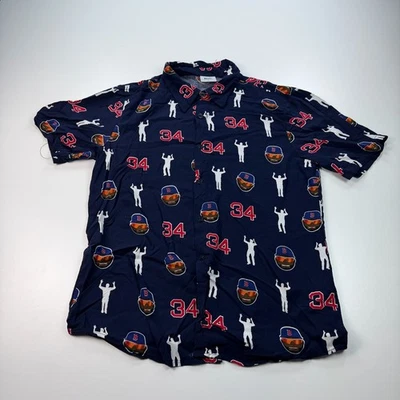 Camisa Button de los Medias Rojas de Boston David Ortiz para Hombres Grande Azul Estampado MLB SGA Foto 1 de 4
