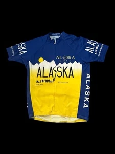 Free Spirit Cycling Jersey Unisex Large Blue Alaska Gold Rush Club Shirt UV - Picture 1 of 6
