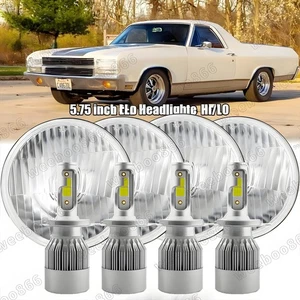 4PCS 5-3/4 5.75" white LED HaLo Headlights For Chevy Impala Bel Air El Camino - Picture 1 of 13