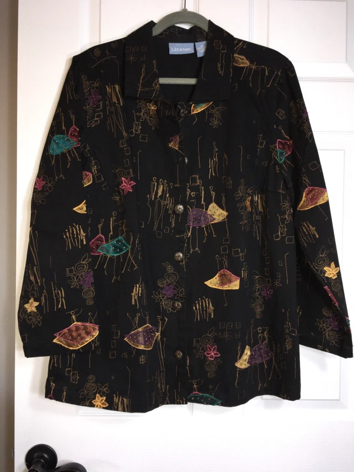Liz & Me Jacket Colorful Embroidered, Embossed Accents,also Beaded.  Size- 0X - Image 1 of 4