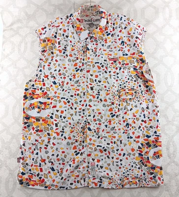 Camisa Compleja De Colección Ecko Unltd Para Hombres Grande Blanca Con Botones Piedras Preciosas Sin Mangas Foto 1 de 4