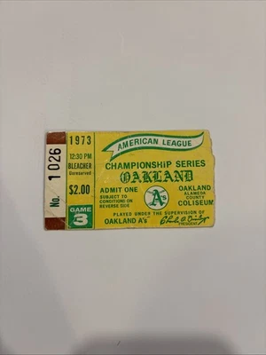 1973 Game 3 MLB ALCS  Oakland A's vs Orioles Ticket Stub Reggie Jackson - Image 1 of 2