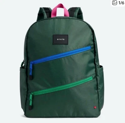 Mochila STATE Ripstop Kane Niños Doble Bolsillo Grande Oliva Diagonal Cremallera Nueva con Etiquetas Foto 1 de 4