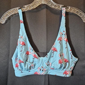 Bralette MeUndies Mujer Medio Sin Alambres Turquesa Rosa Flamencos Tejido - Imagen 1 de 6