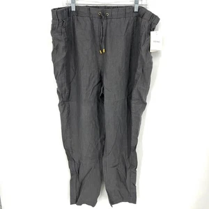 Pantalones Ellen Tracy Para Mujer Talla XL Gris Lino Cordón Sueltos Elásticos Nuevos con Etiquetas - Imagen 1 de 10