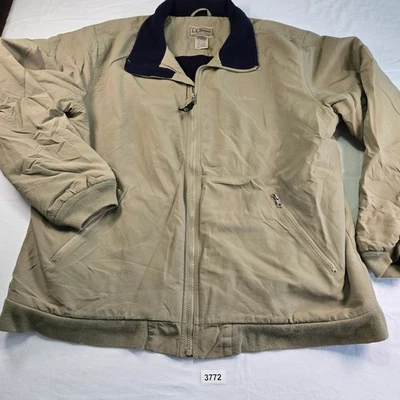 L.L. Bean Men XX Large Tall Beige Fleece Lined Insulated Bomber Jacket PolarTec - Image 1 of 4
