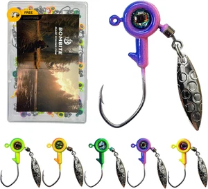 Bombite Crappie Jigs con Spinner 1/32 oz Sottospin Pesca Jig Heads per Pan... - Foto 1 di 7