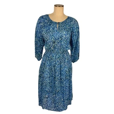 Orvis Womens Floral Long Sleeve Long Blue Floral Dress Size Small Lightweight - Image 1 of 4