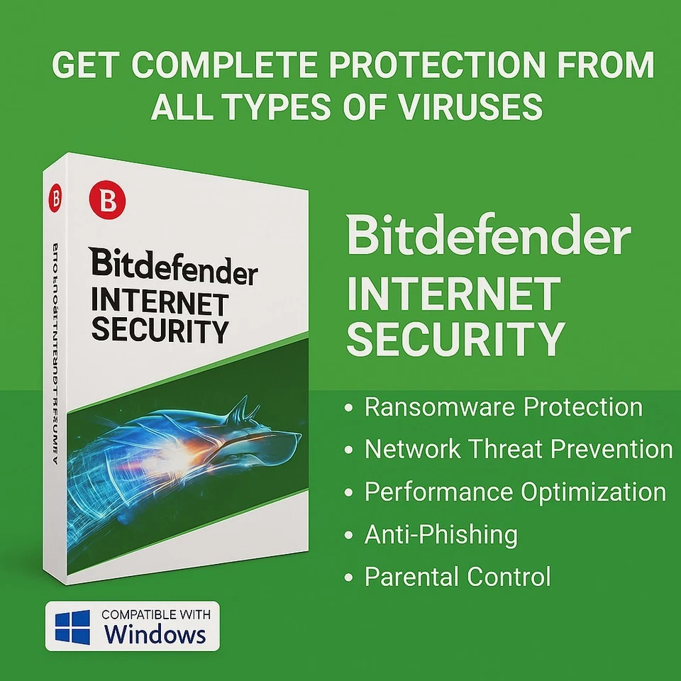 🔥 Bitdefender Internet Security 🔒 3 Years | 3 PCs 💻 Windows | Fast Delivery - Image 1 of 1