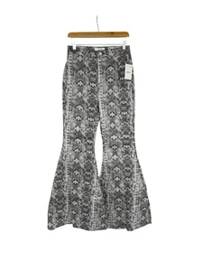 Free People Just Float On Printed Gray Grey Snake Flare Jeans Boho Womens 30 New - Picture 1 of 10