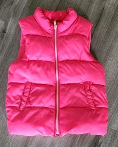 Chaleco Hinchado Azul Marino Antiguo Niñas Pequeñas Talla 5T Cremallera Completa 2 Bolsillos Delanteros Rosa Caliente - Imagen 1 de 5