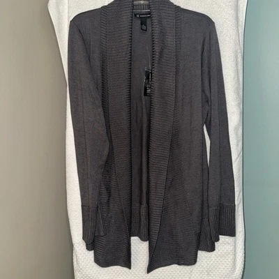 I.N.C. Cardigã feminino XL aberto frontal cinza com nervuras suéter de malha novo com etiquetas  - Imagem 1 de 4