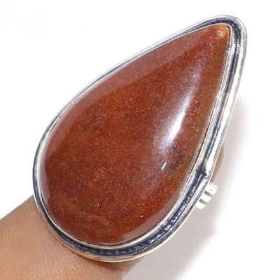 925 Silver Plated Orange Aventurine Ring Handmade Jewelry Size US 6 GW - Image 1 of 3