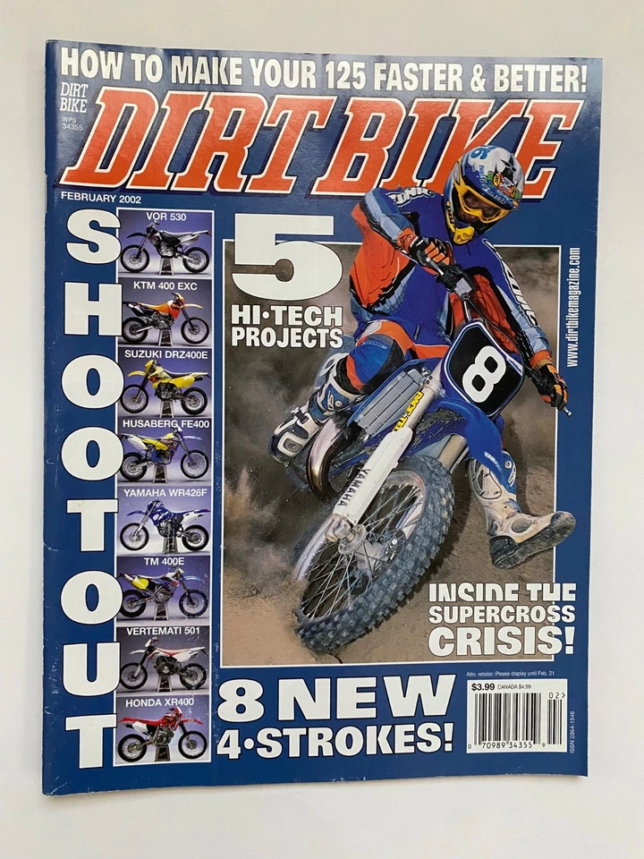 Dirt Bike Magazine February 2002 8 New 4 Strokes 5 Hi Tech Projects - Image 1 of 3