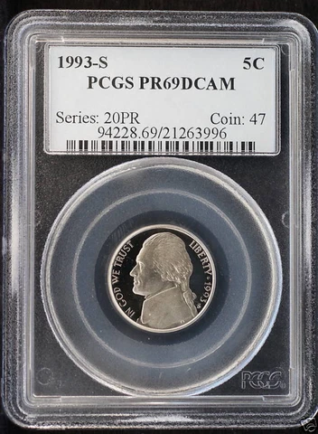 1993 S Jefferson PCGS Proof 69 Deep Cameo from Proof Set Cover