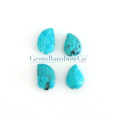 Natural Turquoise Leaf Carving, Turquoise Jewelry making Gemstone - Image 1 of 4