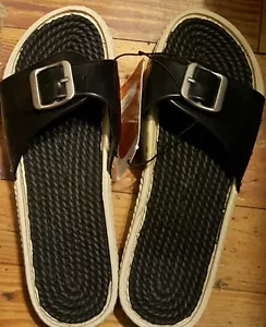 NEW Womens Summer Comfort Casual slide Sandals sz 8-9/ L black - Picture 1 of 3