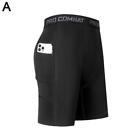 Men's Athletic Fitness Pants Compression Short Pants Pocket?B With T2l6