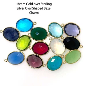 Gemstone Pendant - 14x18mm Faceted Oval Shaped Charm (Sold Per 2 Pcs) - Picture 1 of 27
