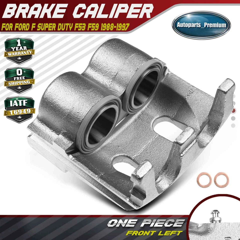 Pinza de freno del conductor delantero con 2 pistones para Ford F Super Duty F53 F59 1988-1997 Foto 1 de 4