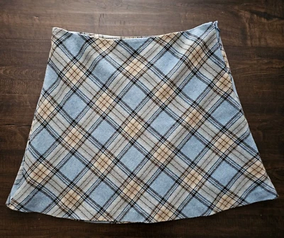 Falda a Cuadros Acampanada Mezcla Lana A Cuadros Azul Claro Azul Marino Antiguo Forrada. Talla 14 Foto 1 de 4