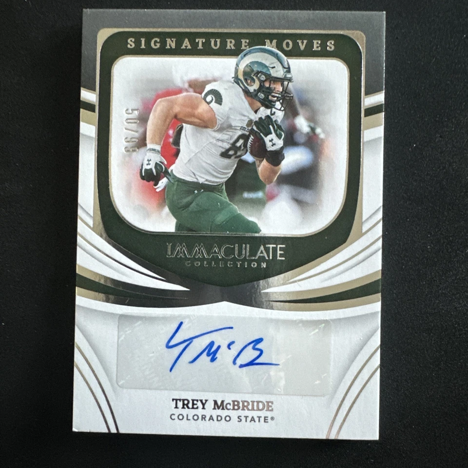 2022 Immaculate Signature Moves Trey McBride CSU Cardinals TE Auto #'d 50/99 - Image 1 of 3