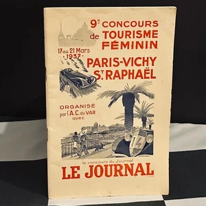 1937 PARIS VICHY ST RAPHAEL FEMININ RALLY ORIGINAL REGULATION PROGRAMME BOOKLET - Picture 1 of 9