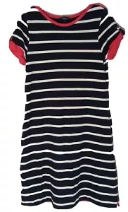 Vestido Lands End para mujer talla mediana azul marino blanco tejido a rayas midi longitud nueva - Imagen 1 de 12