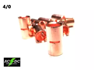 4/0 GAUGE BARE COPPER BUTT CONNECTOR 2 PK CRIMP TERMINAL AWG BATTERY - Picture 1 of 2