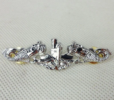 Prendedor militar plateado con insignia de guerra submarina de oficiales de la Marina de los Estados Unidos Foto 1 de 3