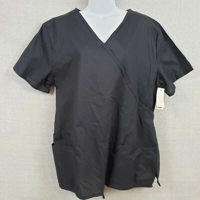 B Scrubs Women’s Scrub Top 1XL Charcoal V-Neck 3 Pockets Side Slits NWT Medical - Image 1 of 4