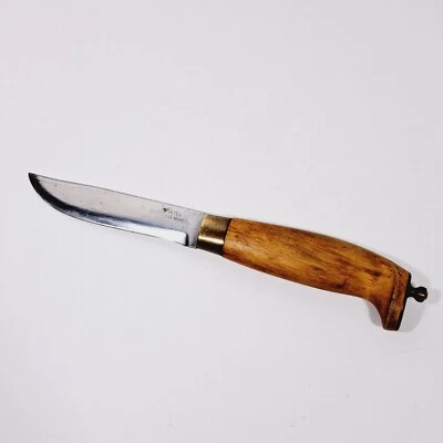 Cuchillo de caza de hoja fija vintage OYO Geilo Norge Noruega 4,25" mango de madera/latón Foto 1 de 4