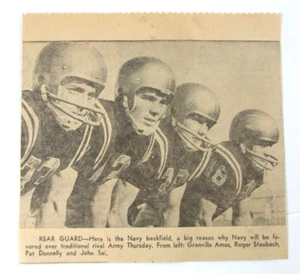 Vintage 1963 College Football Navy U.S. Naval Academy Roger Staubach Newsprint - Picture 1 of 1